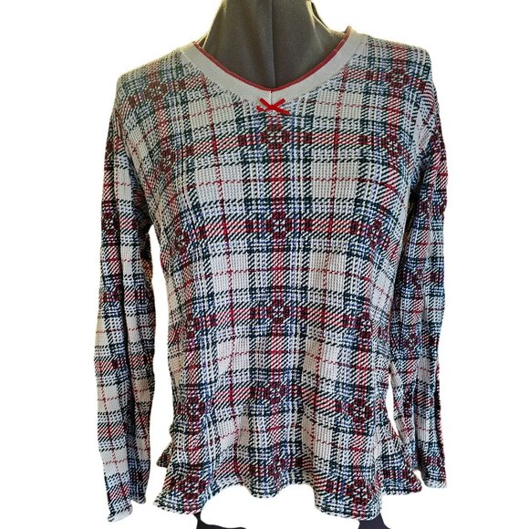 Victoria's Secret waffle thermal Large plaid xmas cotton sleepwear - Picture 1 of 8